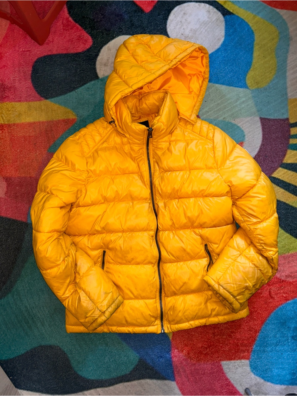 Guess Kids Yellow Hooded Puffer Coat